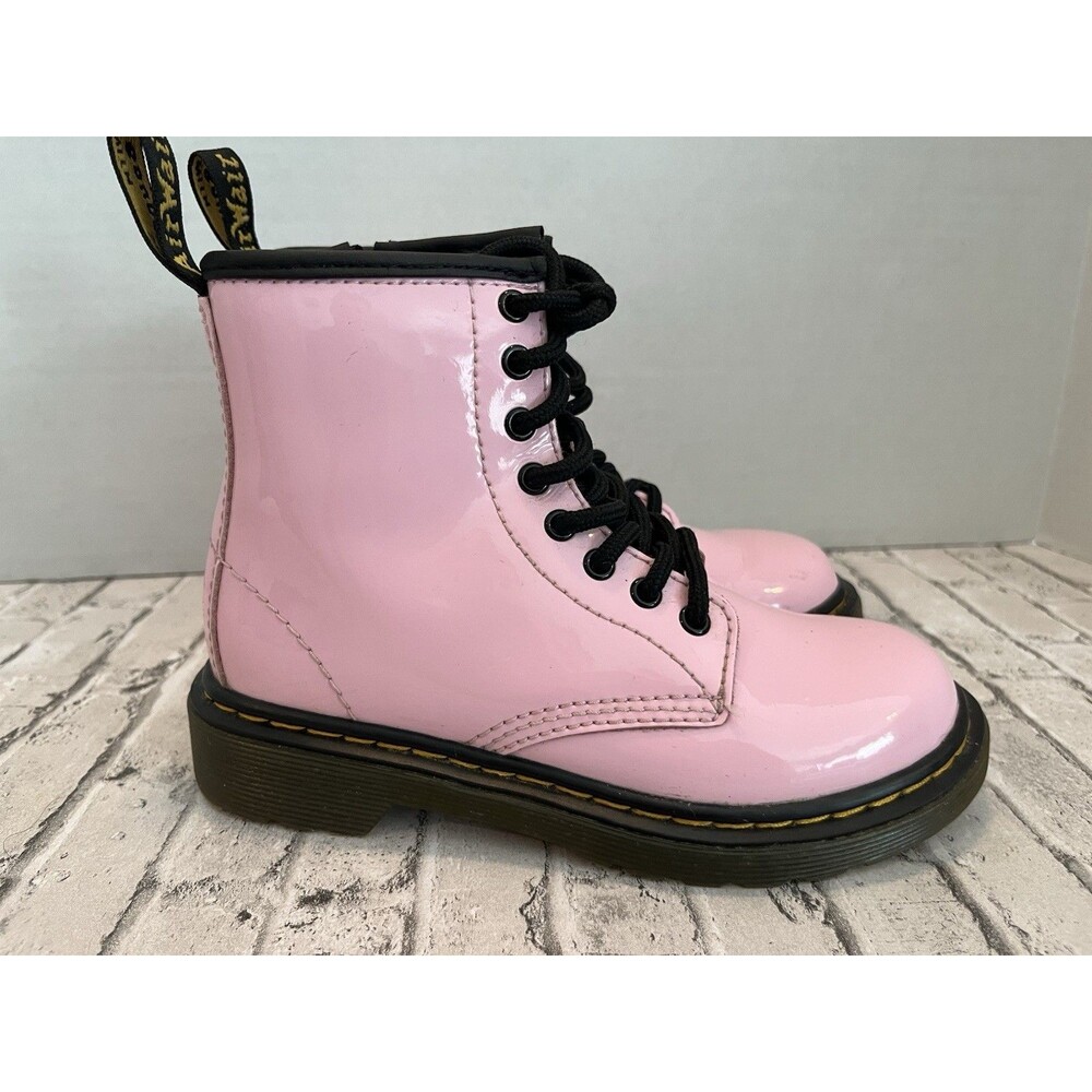 Dr. Martens Combat Boots Girls Kids US SZ 12 Pink Patent Leather Shoes Doc 1460J - Picture 4 of 13